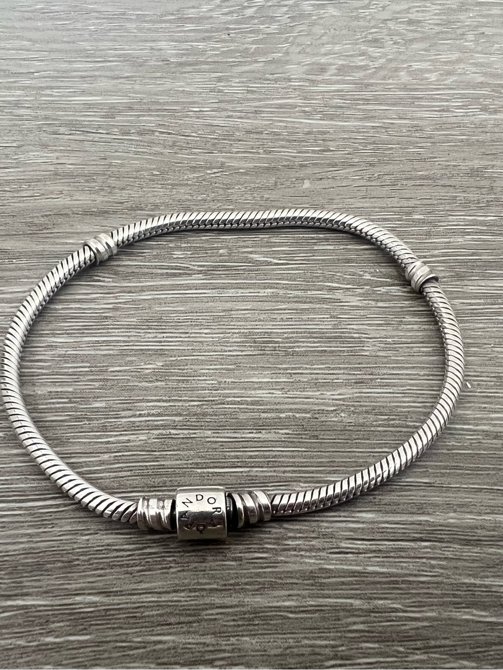 Pandora Moments Barrel Clasp Snake Chain Bracelet, Silver